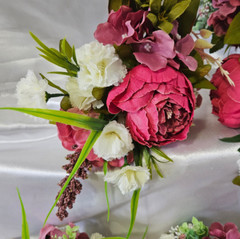 Wedding Bouquet Set, Pink, Dusty Pink, Ivory, Cream, Cascade Bouquets, Teardrop