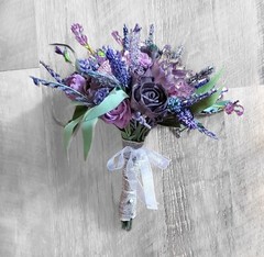 Purple Lavender Bridal Bouquet Sola Wood Bridesmaid Wildflower Wedding Decor