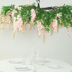 55″ BLUSH Silk Wisteria Vine Hanging Artificial FLOWER Chandelier Party