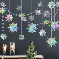 Winter Wonderland Snowflake Hanging Garland Decorations Holographic Iridescent