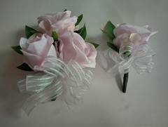 Hand Made pin on Corsage and boutonniere Set