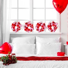4 Pcs Valentine Candle Rings Wreaths 9″ Red Pink Heart Berry Candle Holder