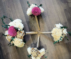 Handmade Wooden Flower Bouquets & Boutonniere