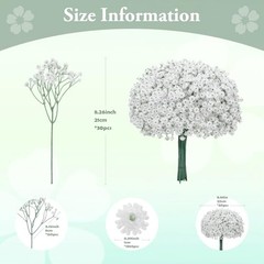 30 PCS 5 Bundles Small White Flowers Artificial Flowers Babys White-30pcs