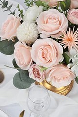 12pcs Roses Artificial Flowers Pink Fake Roses Flowers with Long 12PCS Blush