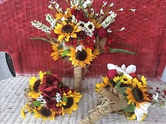 Wedding flowers bouquet complete package decorations sunflowers burgundy huge