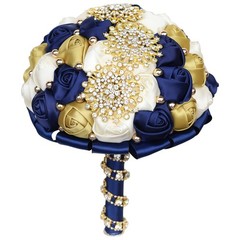 Ivory and Navy wedding bouquet artificial Sweet 15 Quinceanera bouquet