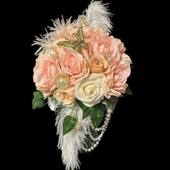 Bridal Bouquet Bride Flowers Floral Roses Pearls Rhinestone Brooch Wedding NEW