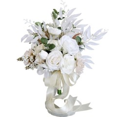 Wedding Bouquets with Ribbon for Bride White Artificial Flower Wedding Bouquets