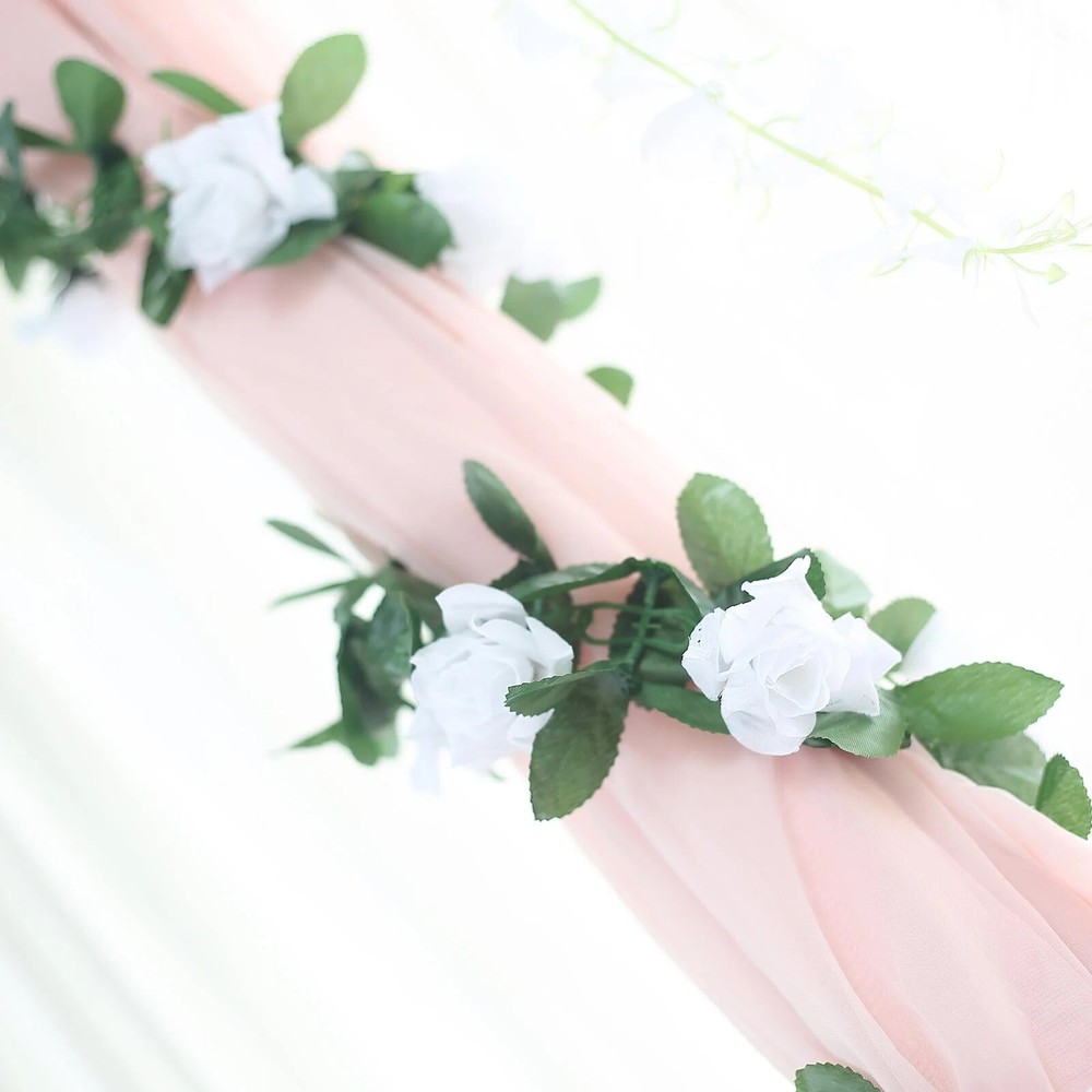 6 feet White 3D Chain GARLAND SILK ROSES Wedding FLOWERS Bouquets Party Home