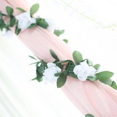 6 feet White 3D Chain GARLAND SILK ROSES Wedding FLOWERS Bouquets Party Home