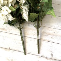 White Poinsettias Faux Florals Flower Christmas Winter Bouquet x2