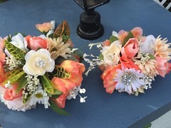 Wedding flowers bridal Bouquet Package Corals And Sunflowers 8 Bouquet