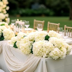 Hydrangea Artificial Flowers Silk Hydrangea Heads with Stems 46 PCS Champagne