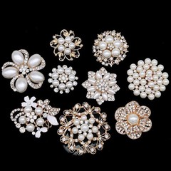 Elegant Rose Gold Rhinestone & Pearl Brooch Set for Bridal & Crafts