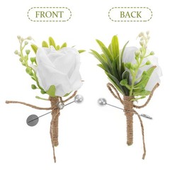 2 Pcs Groom Groomsmen Boutonniere Wedding Flower Artificial Boutonnieres