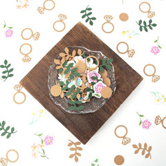 200Pcs Flower and Greenery Wedding Confetti for Tables, Rustic Vintage off the M