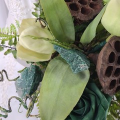 Woodland and Jade Crystal Faux Silk Wedding Bouquet