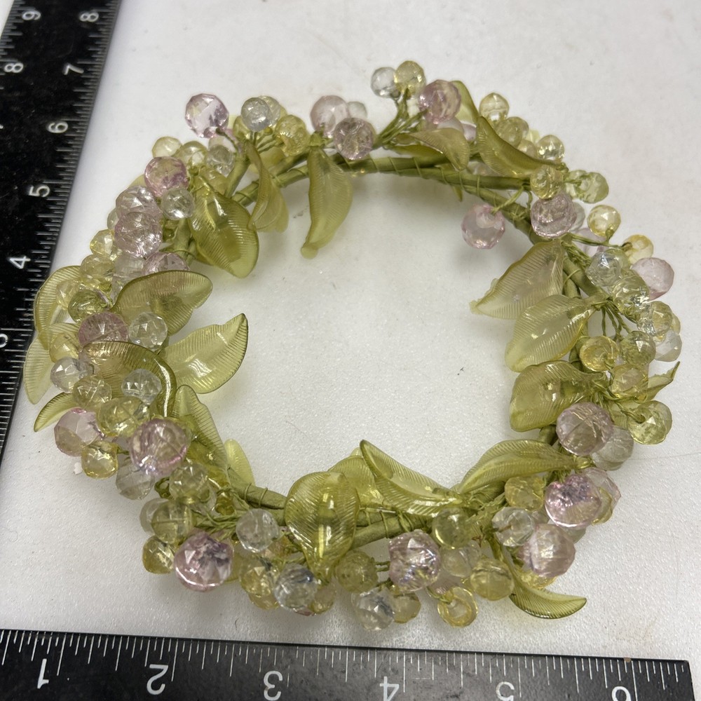Vintage Floral Acrylic Candle Ring Pink Clear Spring Wreaths