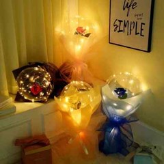 Valentine 1 RoseFlower Bouquet Ballon Wedding Decoration Bobo Ball LED