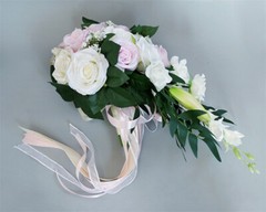 Artificial Rose Wedding Bride Multicolor Waterfall Flower Bouquet Romantic Decor
