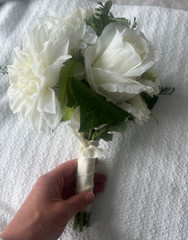 Beautiful Faux Wedding Flower – Set of 4 (will sell other number)- White & Green