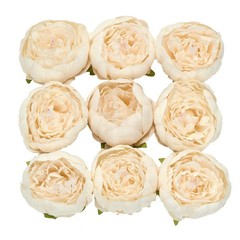 10 BEIGE 3″ Faux SILK PEONY FLOWER Heads Wedding Party Events Home Decorations