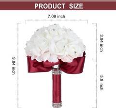 Ramo Grande De Flores De Novia Artificial Con Rosas Dama De Honor Bodas Fiestas