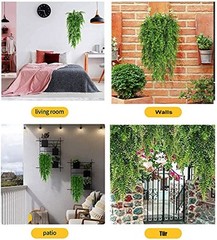 Hanging Fake Plants,4 Pcs Faux Eucalyptus Greenery Vine Plant Faux Plants