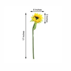 3 Yellow 17″ tall Faux Silk Sunflower Stems Wedding Party Events Decorations