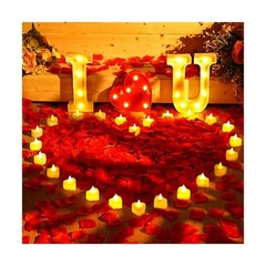 Coume 6000 Pieces Artificial Rose Petal with 72 Pieces Romantic Heart Led Can…