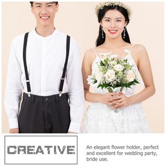3Pcs Flower Bouquet Holders Wedding Foam Handle Lace DIY Use