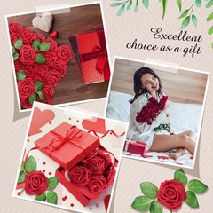Sherr 250 Pcs Artificial Roses Flowers Bulk Fake Rose with Stem Faux Burgundy