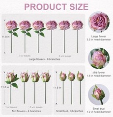florisso Purple Austin Rose Faux Flowers – 13 Branches Faux Small Austin-purple