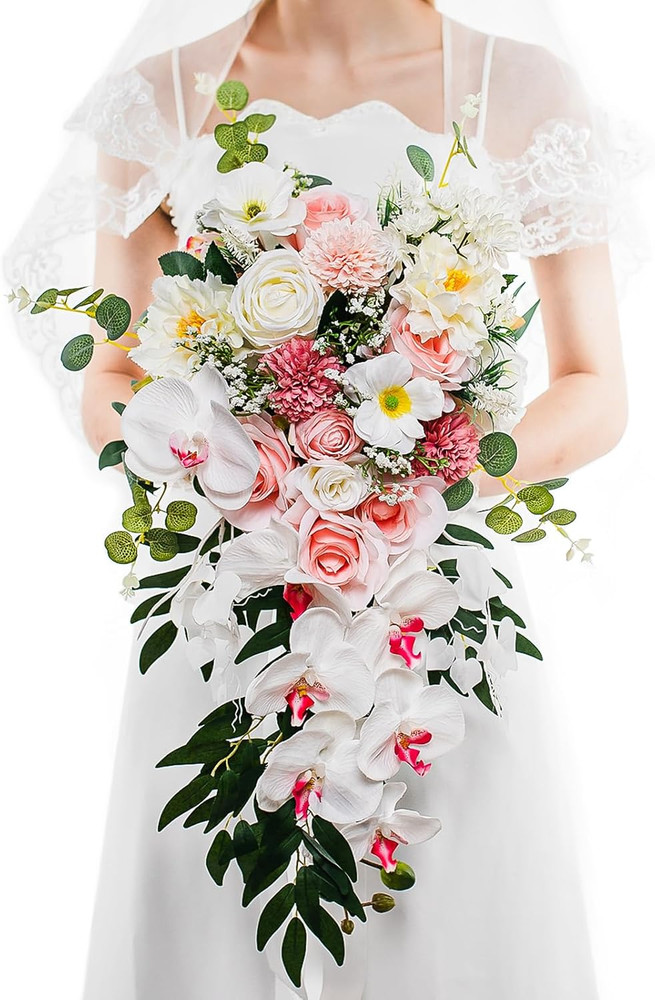 Elegant 16″ Silk Wedding Bouquet for Bride – Perfect for Ceremony & Anniversary
