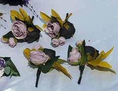 15 Pc Dusty Purple, Lavender, Black Wedding Bouquet Set, Vintage Bouquet Package