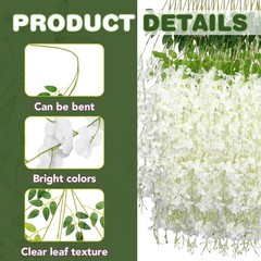 Alotiki Wisteria Hanging Flowers,48 Pack Fake Hanging Flowers,Wisteria Artifi…