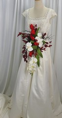 Orchids and Tulips Contemporary Faux Cascade Wedding Bouquet