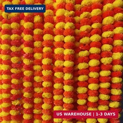 5 PC – 5 feet Marigold Garland |Indian/American Wedding Party Mantle Decoration,