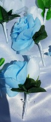20 Pc Wedding Bouquet Set, Light Blue Roses, White Roses, Bridal Bouquet Package