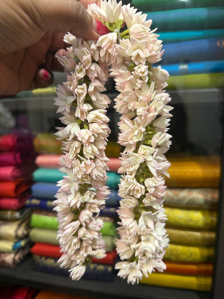 16” 1 Mulam Jaathi Poo Natural Looking Handmade Jasmine Flower Gajra G5