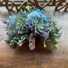 Bridal Wedding Bouquet Budget Friendly Handmade Faux Florals Blue Purple Green