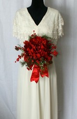 Grand Red Faux Chrysanthemum and Berry Bride or Bridesmaid Wedding Bouquet