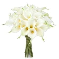 24 Pcs Artificial Flowers Fake Calla Lily Silk Flower Real Touch for White