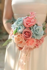 Artificial Flowers Combo Set Fake Flower Leaf Box with Stemst for Blue Pink