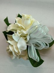 Handmade gardenia wrist corsage and boutonniere Set