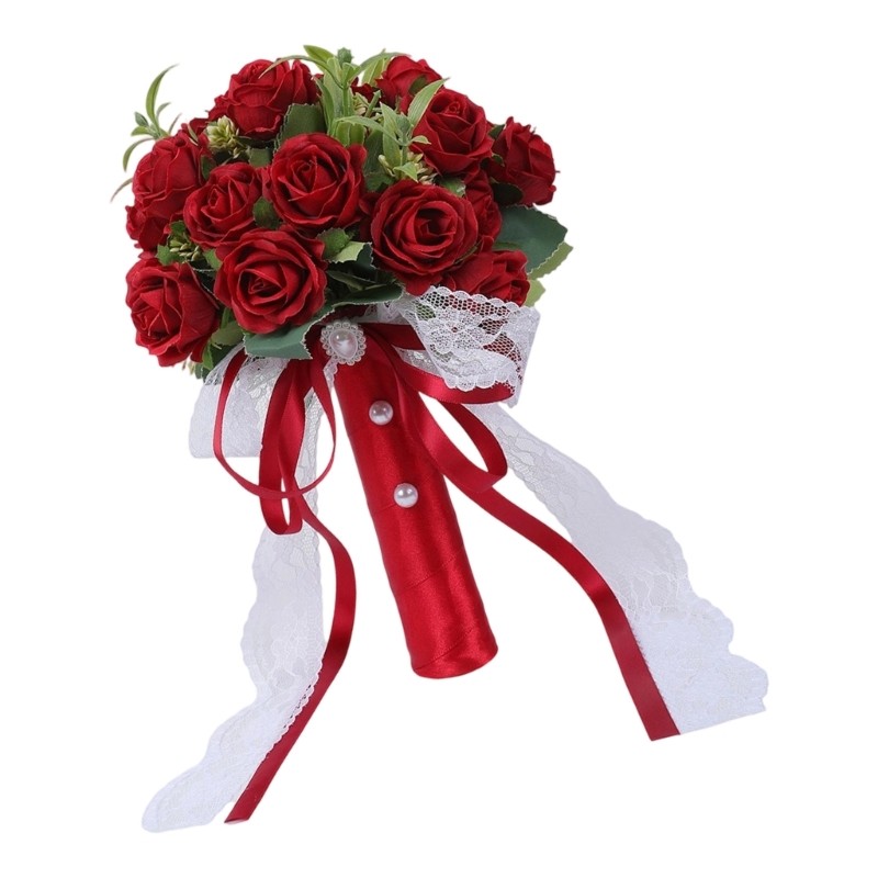 Delicate Handheld Silk Rose Bouquet Realistic Flower Wedding Photography Props