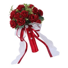 Delicate Handheld Silk Rose Bouquet Realistic Flower Wedding Photography Props