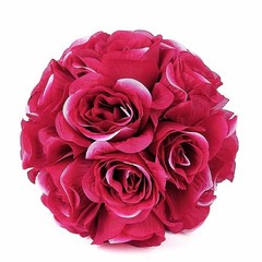 2 FUCHSIA 7″ Silk Roses Flowers Kissing Balls Wedding Party Events Centerpieces