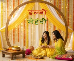 PRTK Haldi Mehndi Ceremony Decoration Board for Wedding/Marriage 17 inch 2pcs